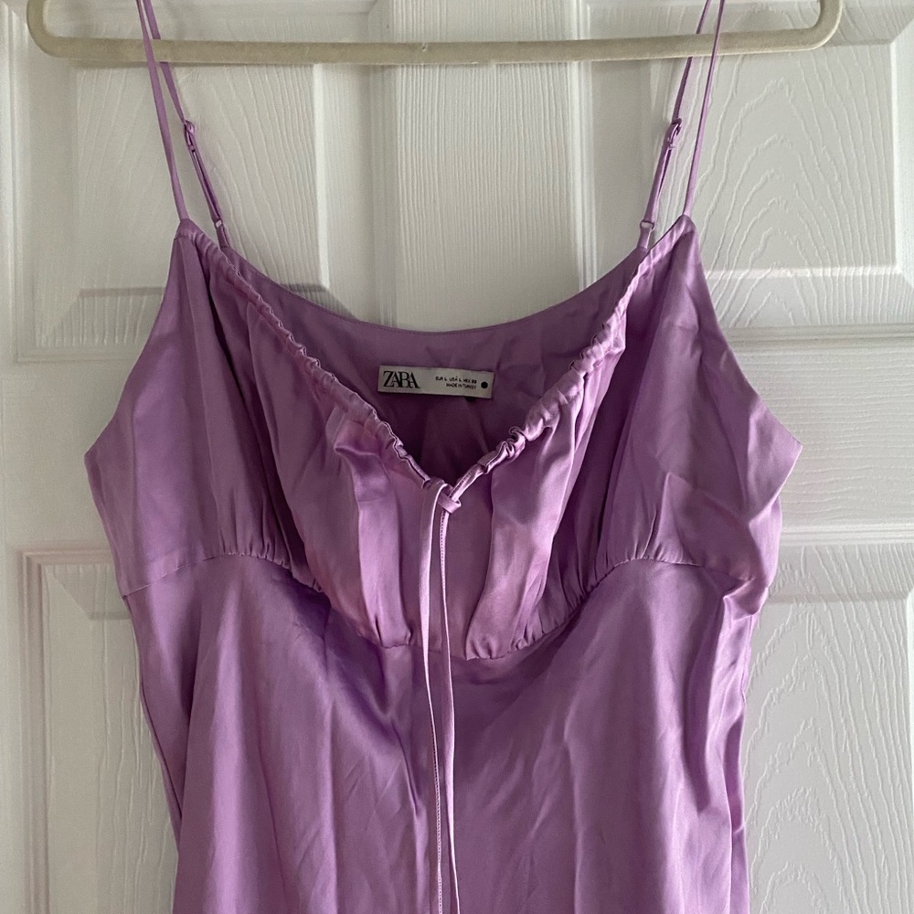spaghetti strap satin dress Zara